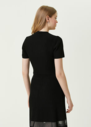 Beymen Club Black Crew Neck Ottoman Short Sleeve Sweater - 5