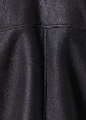 Beymen Club Koyu Kahverengi Shearling Yaka Deri Mont - 10