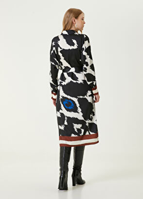 Beymen Club Siyah İkat Desenli Midi Gömlek Elbise - 6