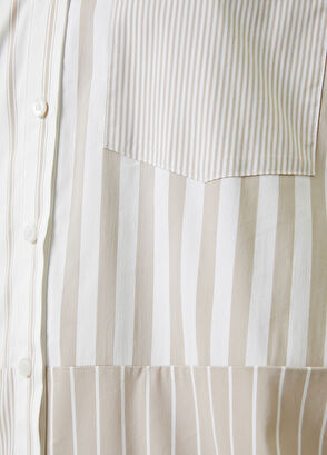 Beymen Club Bej Çizgi Desenli Poplin Gömlek - 5