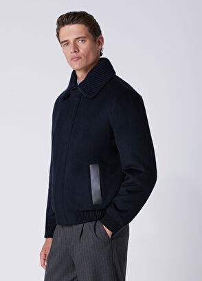Beymen Club Navy Blue Wool Cachet Coat With Removable Sweater - 4