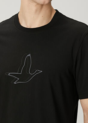Beymen Club Relax Fit Black Artwork Goose Detailed T-Shirt - 6