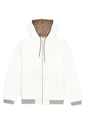 Beymen Club Beyaz Kapüşonlu Çift Taraflı Jersey Mont - 9