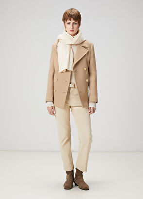 Beymen Club Camel Double-Breasted Wool Coat - 4