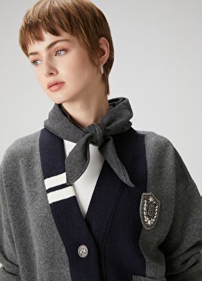 Beymen Club Grey Embroidered Cardigan With Logo - 4