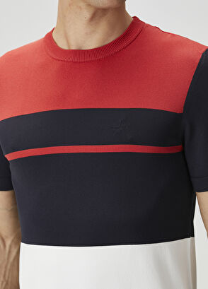 Beymen Club Lacivert Colorblocked Kısa Kollu Kazak - 6