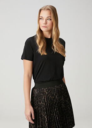 Beymen Club Siyah Logo Detaylı Basic T-shirt - 4