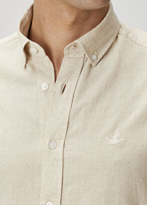 Beymen Club Comfort Fit Beige Linen Shirt - 5