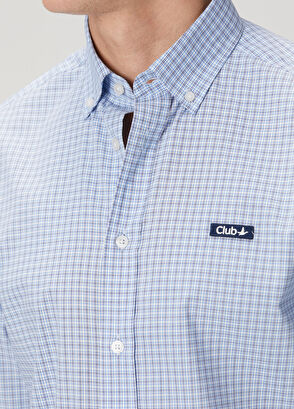 Beymen Club Comfort Fit Mavi Mini Ekose Desenli Gömlek - 7