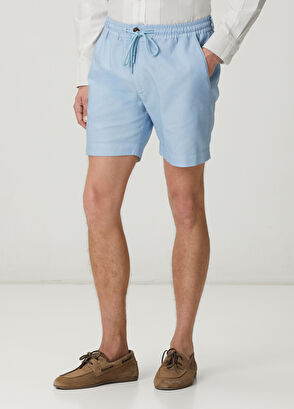 Beymen Club Light Blue Piece Paint Elastic Waist Oxford Shorts - 3
