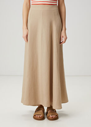 Beymen Club Beige Maxi Linen Skirt - 3
