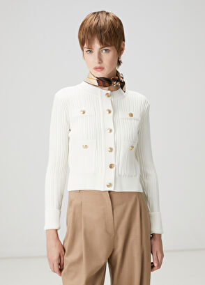 Kırık Beyaz Ribli Triko Ceket Beymen Club Kırık Beyaz Ribli Triko Ceket - 4