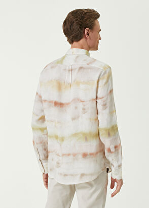 Beymen Club Comfort Fit Yellow Batik Patterned Linen Shirt - 4