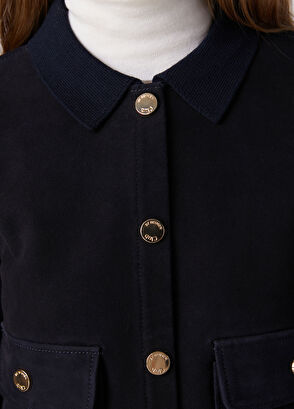 Beymen Club Navy Blue Suede Inserted Wool Knit Jacket - 6