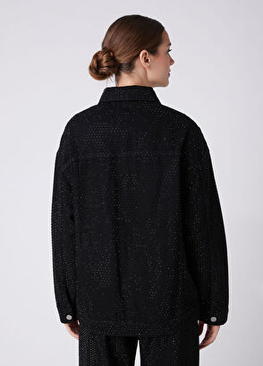 Beymen Club Black Hotfix Oversize Trucker Denim Jacket - 7