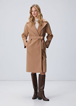 Camel Astarlı Manto - Görsel 5