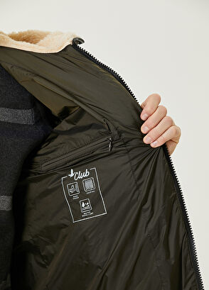 Beymen Club Khaki Hooded Shearling Detailed Puff Coat - 10