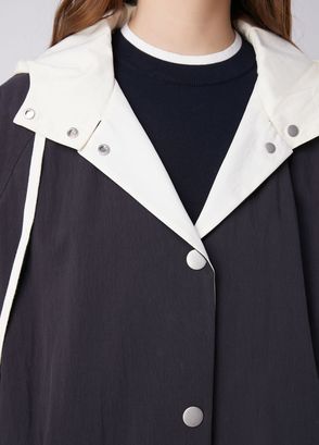 Beymen Club Navy Blue Ecru Reversible Hooded Trench Coat - 7