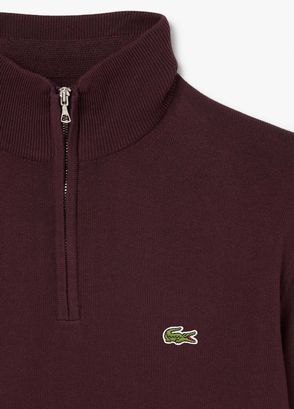 Lacoste Bordo Pamuklu Yarım Fermuarlı Regular Fit Erkek Kazak - 5