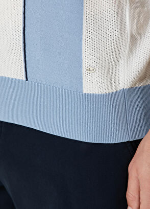 Beymen Club Blue Openwork Short Sleeve Polo Sweater - 7