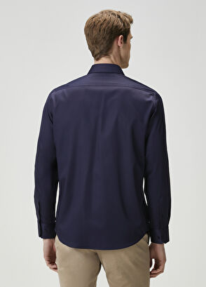 Beymen Club Comfort Fit Navy Blue Non-Iron Shirt - 4