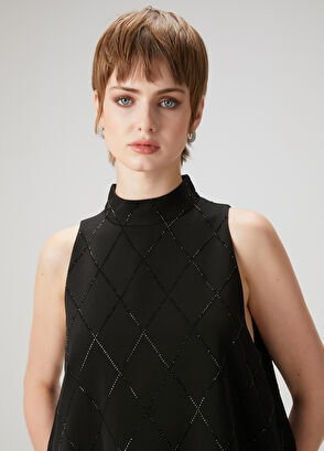 Beymen Club Siyah Taşlı Mini Elbise - 5
