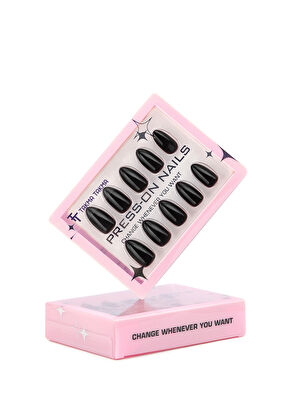 Takma Takma Siyah Kısa Badem 30'lu Protez Takma Tırnak MKBD1733 - 6