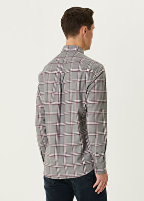 Beymen Club Comfort Fit Burgundy Plaid Shirt - 5
