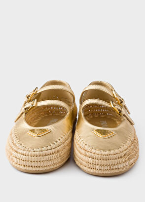 Prada Mordoré Gold Nappa Leather Women's Ballet Flats - 5