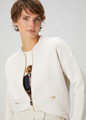 Beymen Club Beige Ottoman Textured Wool Bomber Jacket - 4