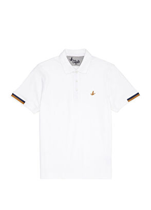Beymen Club Slim Fit Beyaz Polo Yaka Şerit Detaylı T-shirt - 9
