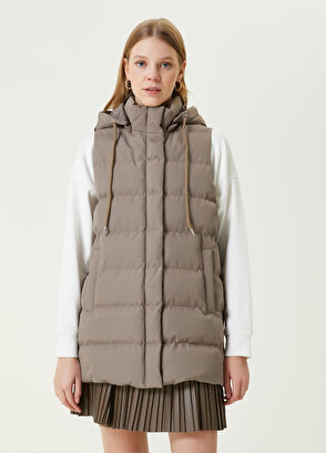 Beymen Club Gri Kapüşonlu Puff Yelek - 3