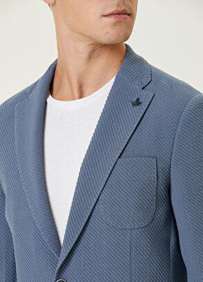 Beymen Club Indigo Diyagonal İri Dokulu Örme Ceket - 6