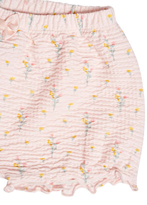 Çıtçıtlı Pembe Fırfırlı Kolsuz Bluz ve Şort Kız Bebek 2'li Set - Görsel 6