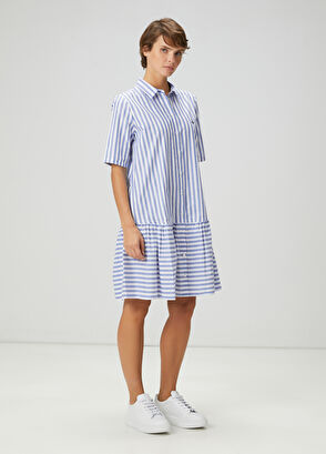Beymen Club Blue White Striped Midi Shirt Dress - 4