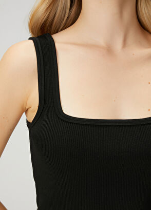 Beymen Club Black Square Neck Basic Tank Top - 6