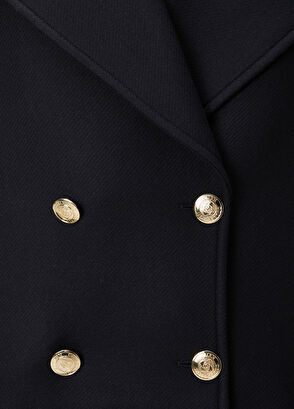 Lacivert Kruvaze Yün Kaban - Görsel 9