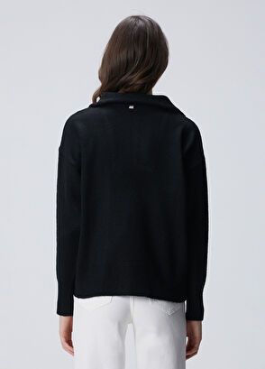 Network Siyah Dik Yaka Fermuarlı Uzun Kol Kazak - 5