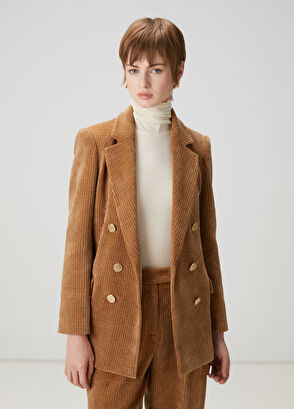 Beymen Club Kahverengi Fitilli Kruvaze Blazer - 3