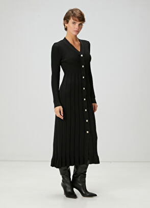 Beymen Club Siyah Midi Triko Elbise - 3