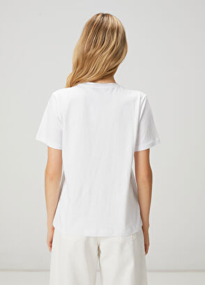 Beymen Club Beyaz Zincir Logolu T-shirt - 5