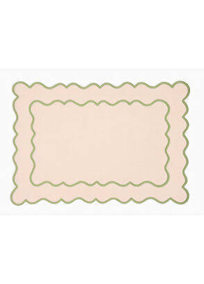 Mariaida Home Ondulado Palm Tree Light Pink Linen American Service Napkin Set 35 x 50 cm - 7