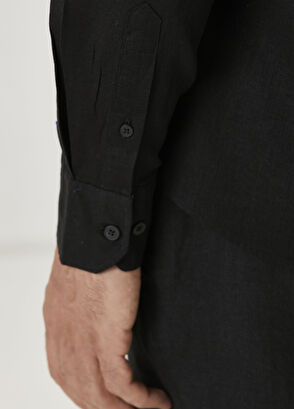Beymen Club Comfort Fit Black Linen Shirt - 6