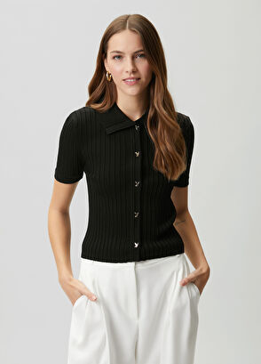 Beymen Club Black Short-Sleeve Polo Sweater - 5