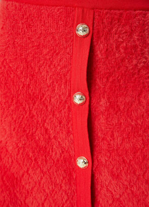 Beymen Club Kırmızı Düğmeli Mini Triko Etek - 6