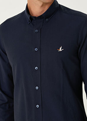 Beymen Club Slim Fit Navy Blue Oxford Shirt - 6