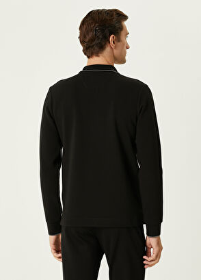 Beymen Club Slim Fit Siyah Polo Yaka Ottoman Dokulu Sweatshirt - 5