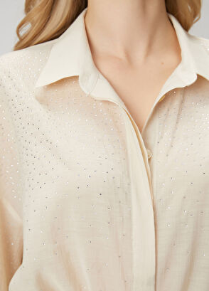 Beymen Club Crinkle Ekru Taşlı Gömlek - 6