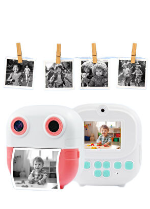 Piili Pembe Print Çocuk Şipşak Fotoğraf Makinesi - 5