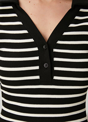 Beymen Club Black Striped Midi Polo Dress - 6